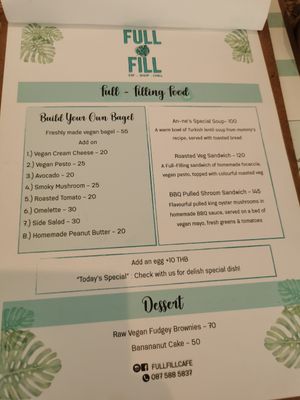 Menu at Full-Fill in Koh Lanta
