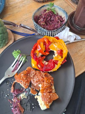 Carrot lox bagel at Full-Fill in Koh Lanta