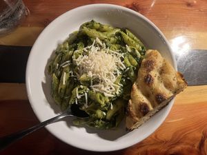 Vegan pesto…and yeah. It was as good as it looks🤤  at Renee's Organic Oven in Tucson