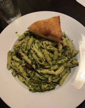 Penne vegan pesto at Renee's Organic Oven in Tucson