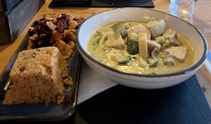 Vegan creen curry at The Snakecatcher in Brockenhurst