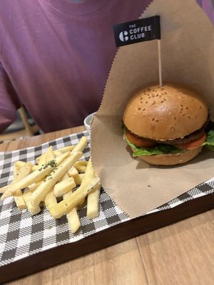 Beyond burger with truffle fries  at The Coffee Club in Ao Nang