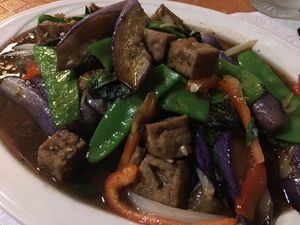 Basil Eggplant with Tofu at Andaman Healthy Thai Cuisine in Mount Shasta
