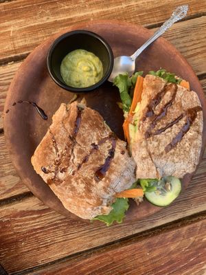 Vegan ciabatta sandwich   at Oscuro Brebaje in Oaxaca