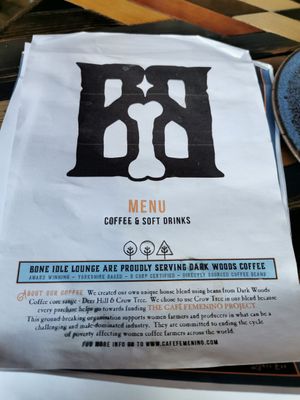 Menu at Bone Idle Lounge in Doncaster