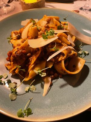Mushroom and lentil parpadelle at Grind House Bawtry in Doncaster