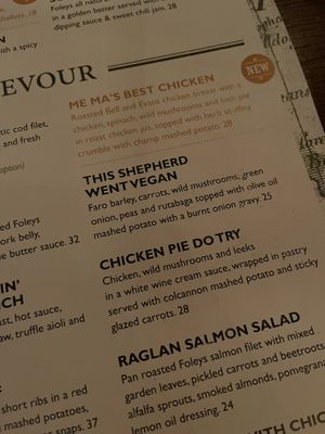 Menu  #Veganuary at Raglan Road in Lake Buena Vista