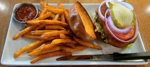 Vegan Chicken Sandwich with Fries(Fries not cooked separately). at The Craft House in Clovis