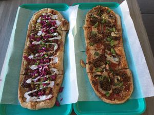 Jackfruit BBQ Pizza and Italian Sausage Pizza  at Florish in Tampa