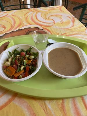 Soup and salad at Klub Makrovega in Rijeka