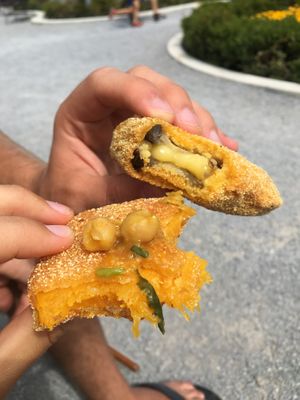 fried pumpkin and eggplant with vegan cheese  at Klub Makrovega in Rijeka