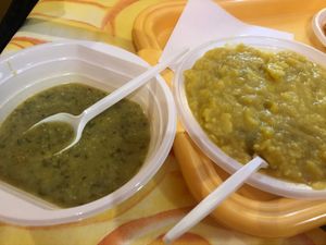 daily soup and som kind of potatoes at Klub Makrovega in Rijeka