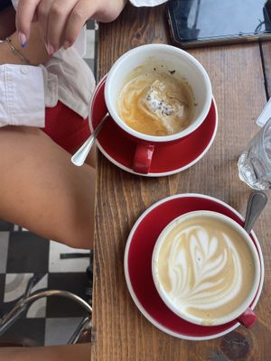 affogato (not vegan) and cappuccino with oat  at Faro - Caffè Specialty in Rome