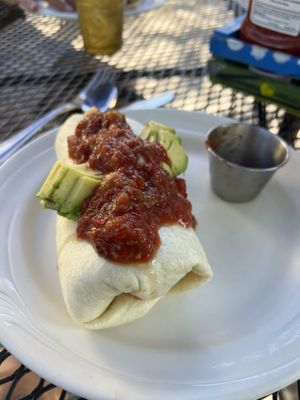 Tofu burrito with avocadoo  at Cafe Regis in Red Lodge