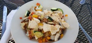 Heaping Bowl with tofu at Cafe Regis in Red Lodge