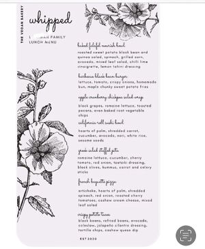 Custom lunch menu prepared for family vacation  at Whipped  in Nassau