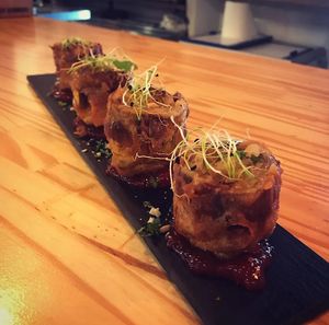 Alcachofas en tempura. at La Favorita Bar in Alicante