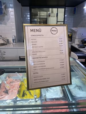 Menu  at Artico Gelateria in Milan