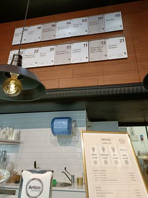 Selection of flavours at Artico Gelateria in Milan