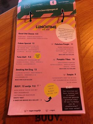Lunch menu at BUUV in Nijmegen