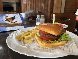 Advertised veggie burger made vegan on request    at Bla - Bla in Bansko