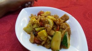 sweet and sour veggie meat at Mei Lin Vegetarian in Malacca