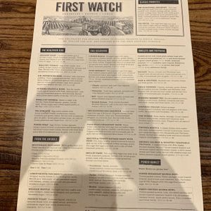 Menu  at First Watch in Georgetown