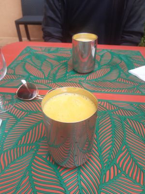 Dessert - soy milk mango smoothie at Maharadja Chez Chander in Sion