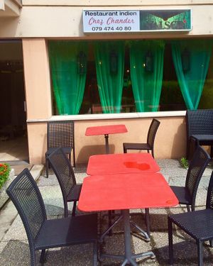 Outside the restaurant  at Maharadja Chez Chander in Sion