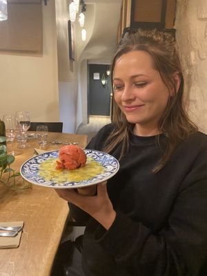 Pineapple & sorbet dessert   at Restaurant La Tomate Verte in Aix-en Provence