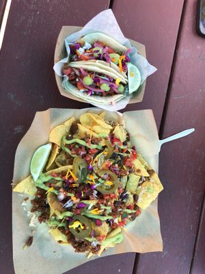 So good. The tacos had a watermelon salsa   at The Groovy Floret in Portland