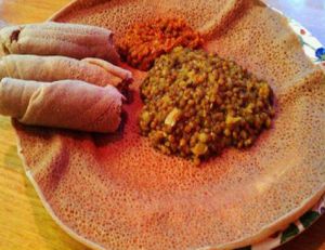 Misir Alicha (lentils and injera) at Addis Grill in Louisville