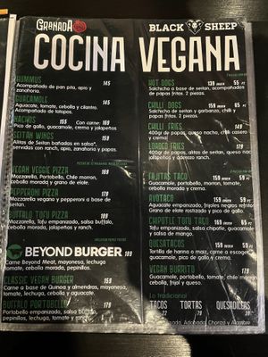 Menu  at Granada Vegan Kitchen in Ensenada