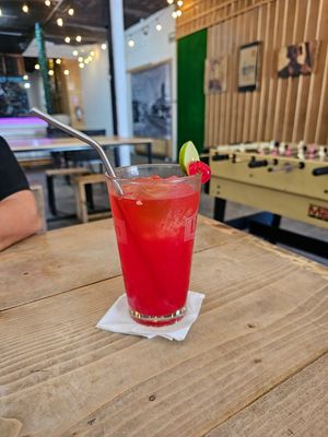 Cherry lemonade at Granada Vegan Kitchen in Ensenada