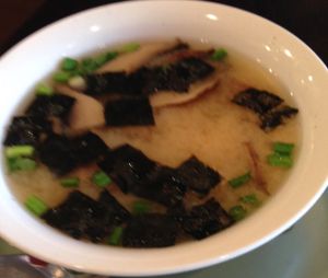 miso soup at Roots in Louisville