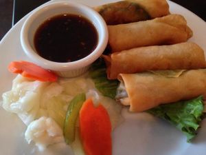 avocado & tomato rolls at Roots in Louisville