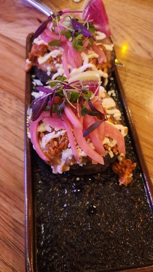 Sopes Jackfruit Tinga at La Unica Cocina Mexicana Y Cantina in Lake Elsinore