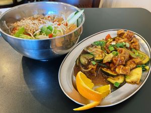 vermicelli bowl and orange tofu at Heart and Soy in Louisville