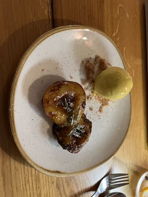 Plums and vegan ice cream   at The Sparrows in Manchester