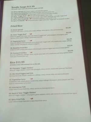 Menu at Cafe 668 Vegetarian Restaurant in Toronto