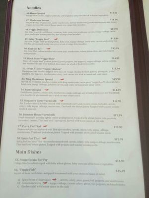 Menu at Cafe 668 Vegetarian Restaurant in Toronto