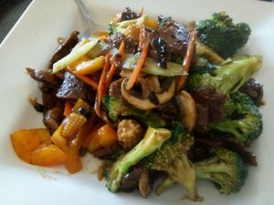 Black bean beef at Cafe 668 Vegetarian Restaurant in Toronto