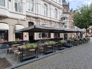 Large outdoor seating at Harry's Brasserie in Maastricht