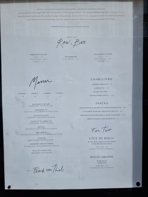 Menu at Harry's Brasserie in Maastricht