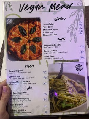 Vegan menu  at Il Pomodoro in Phuket