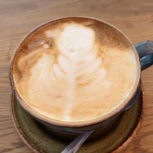 Pumpkin Spice Latte (soya milk)  at The Little Bakery in South Queensferry