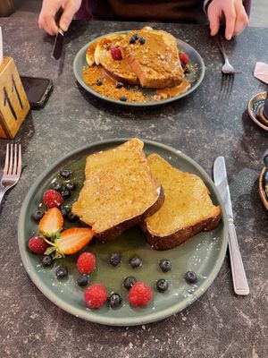 Classic French toast and the Biscoff French toast   at The Little Bakery in South Queensferry