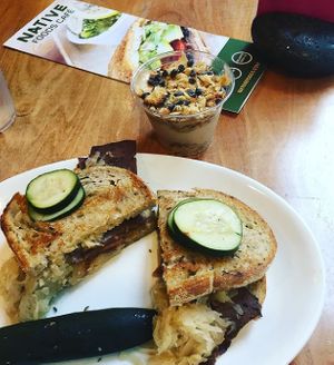 Reuben and peanut butter parfait.   at Native Foods - The Loop in Chicago