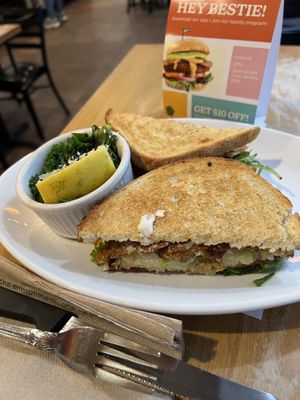 Fried green tomato blt and steamed kale   at Native Foods - The Loop in Chicago