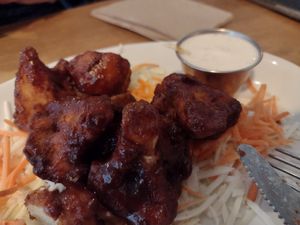 Cauliflower wings, subbed buffalo sauce with BBQ sauce at Native Foods - The Loop in Chicago